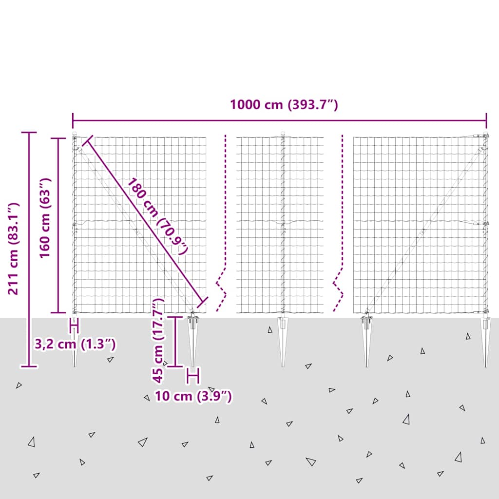 Ograda s postovima Zelena 1,6 x 10 m Čelik i PVC
