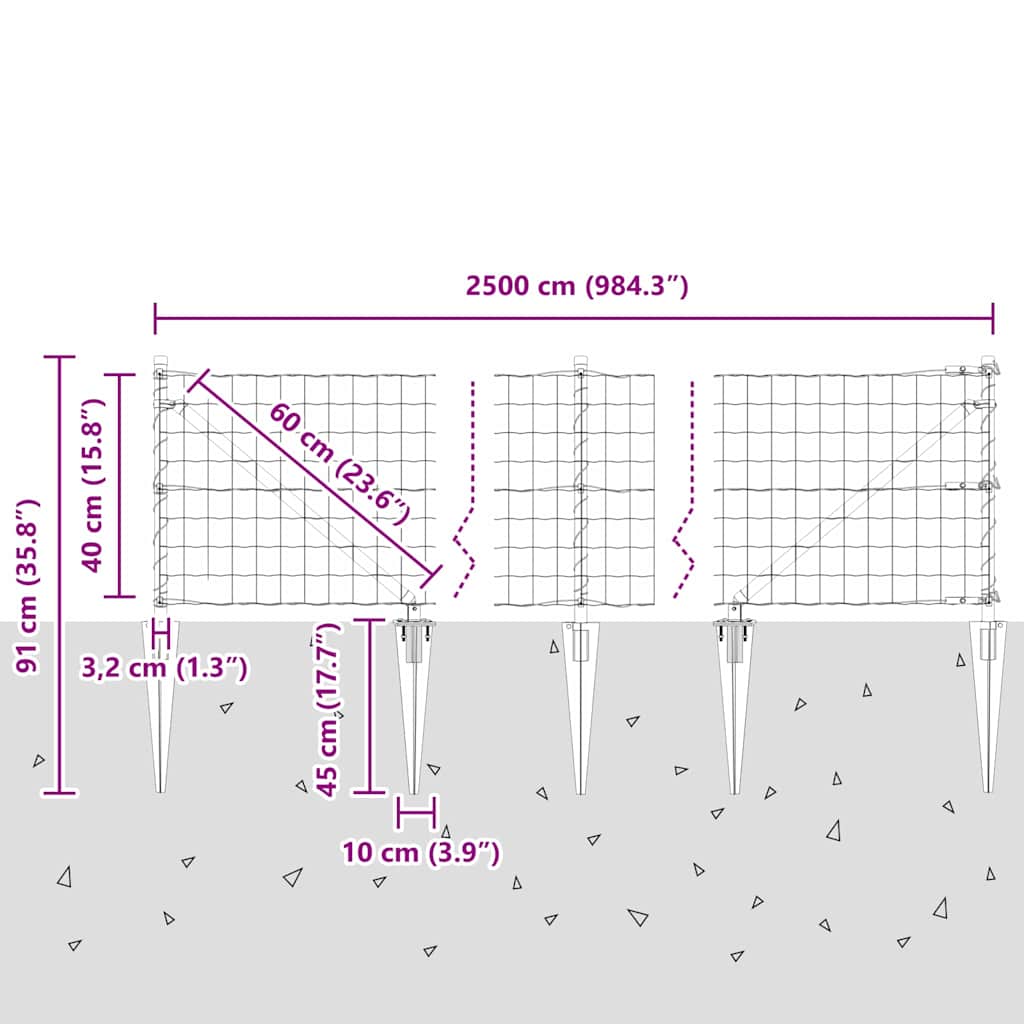 Ograda s postovima Zelena 0,4 x 25 m Čelik i PVC