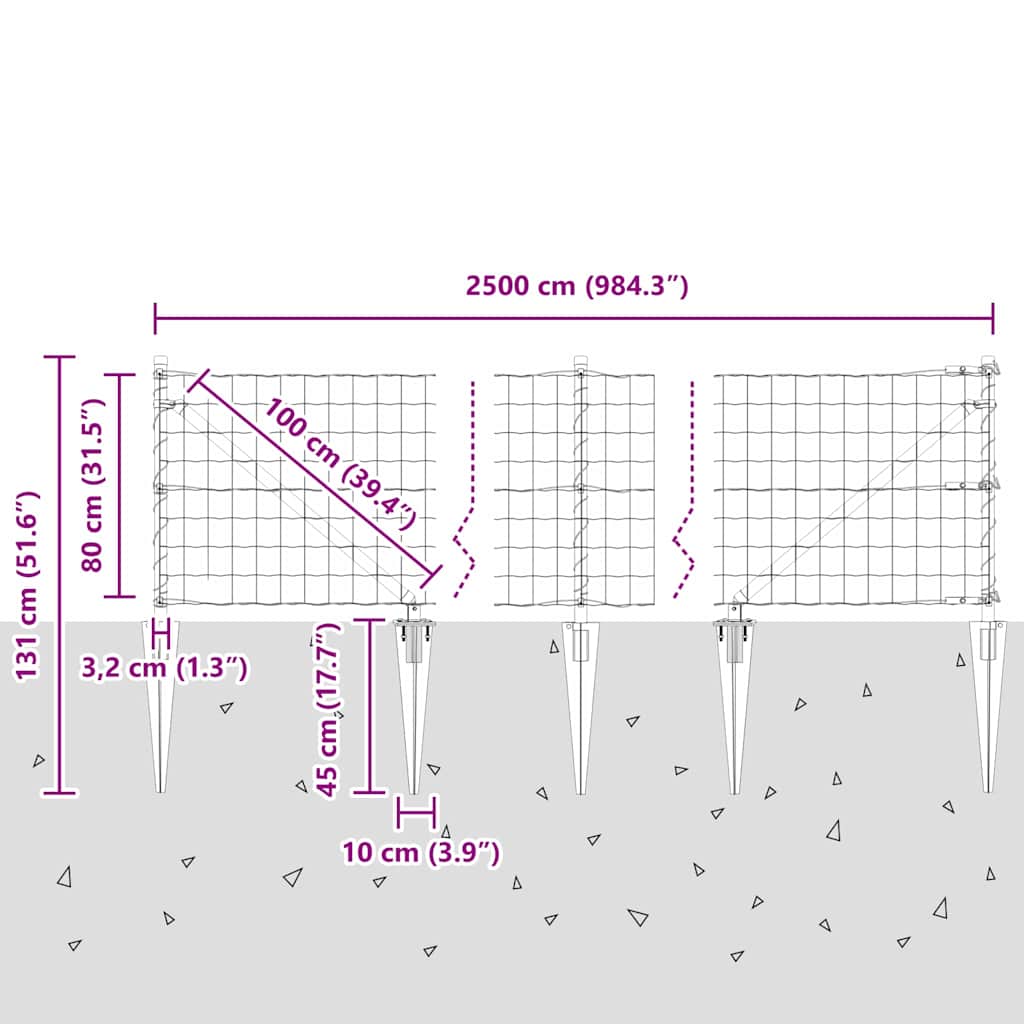 Ograda s postovima Zelena 0,8 x 25 m Čelik