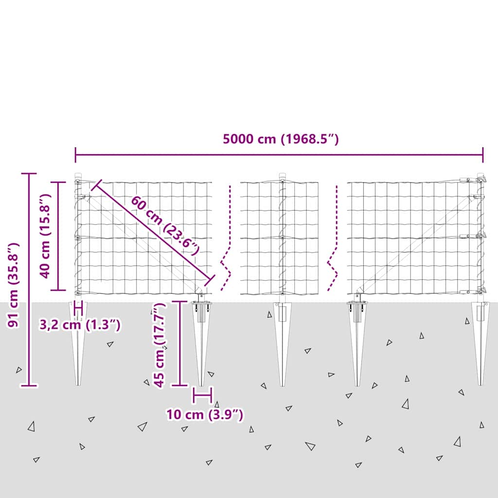 Ograda s postovima Zelena 0,4 x 50 m Čelik i PVC