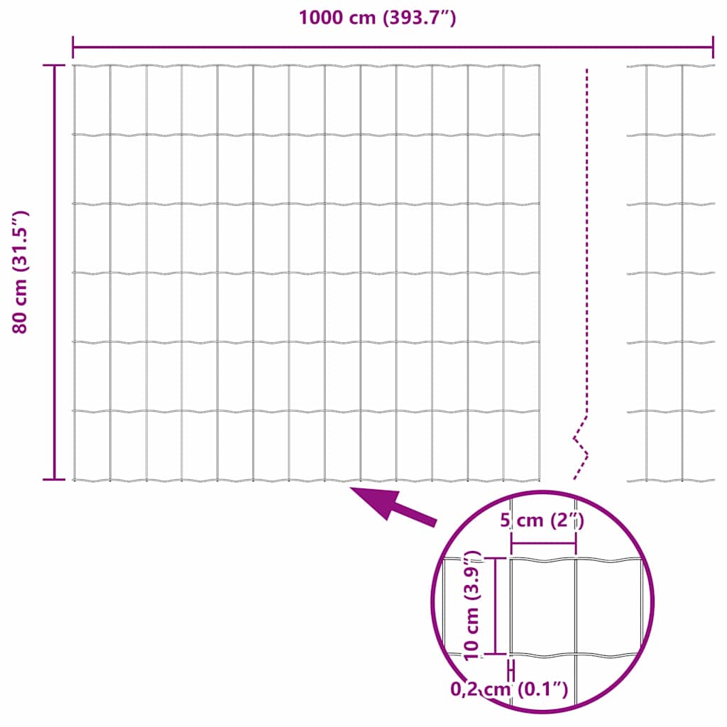 Ograda s postovima Siva 0,8 x 10 m Čelik i PVC