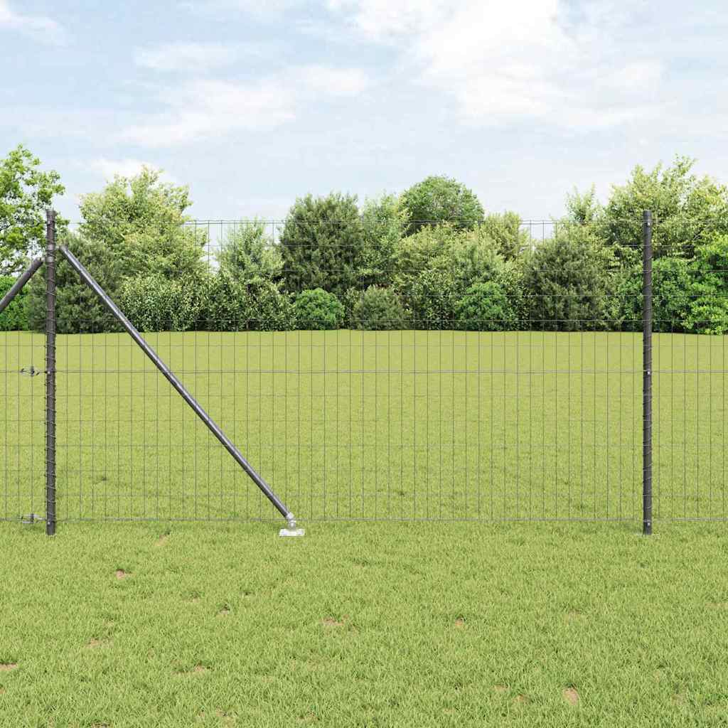 Ograda s postovima Siva 1 x 10 m Čelik i PVC