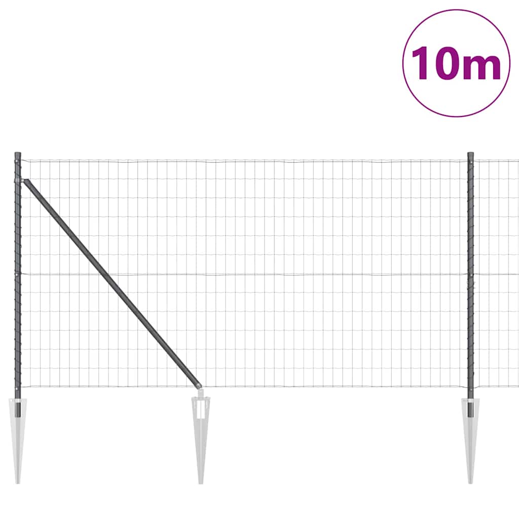 Ograda s postovima Siva 1 x 10 m Čelik i PVC