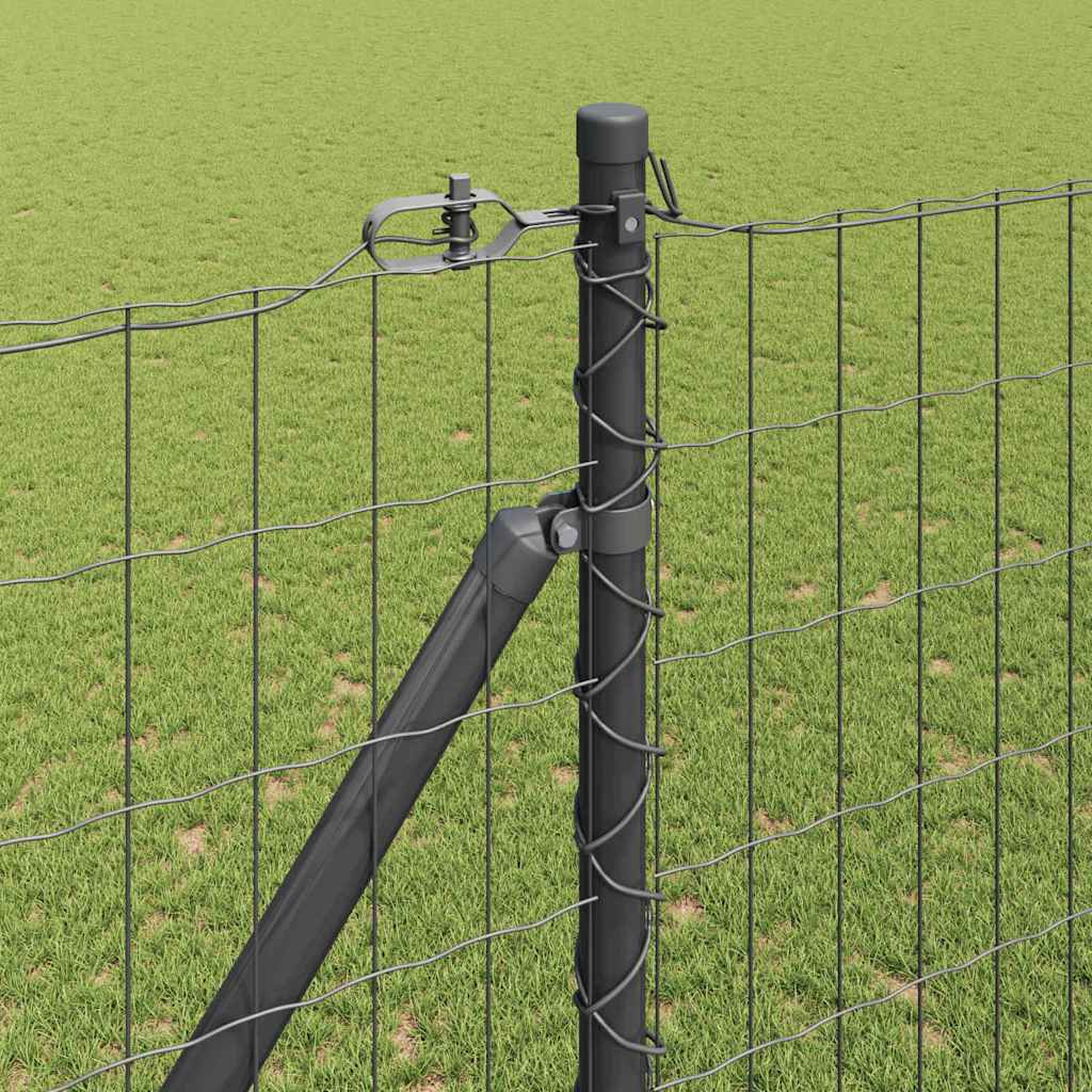Ograda s postovima Siva 1,5 x 10 m Čelik i PVC