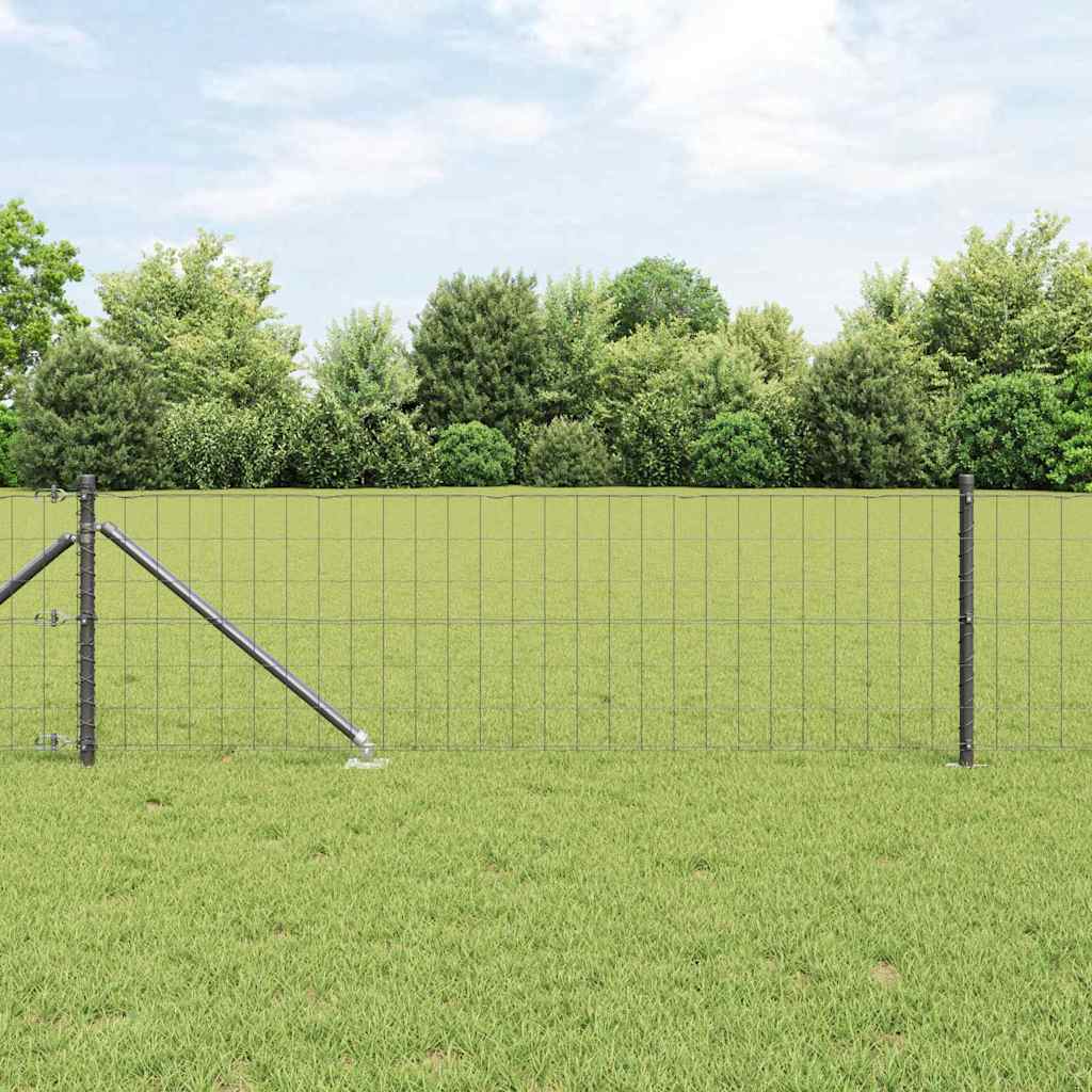 Ograda s postovima Siva 0,8 x 10 m Čelik i PVC