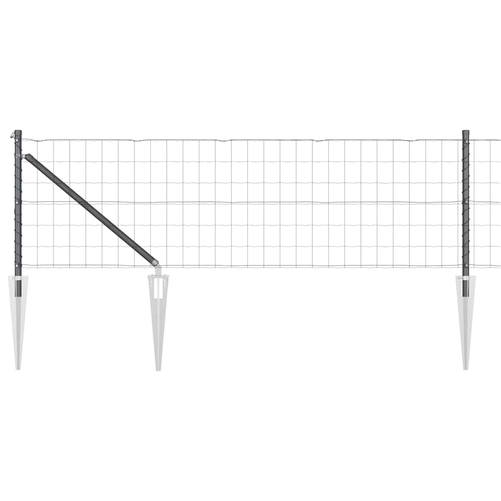 Ograda s postovima Siva 0,8 x 10 m Čelik i PVC