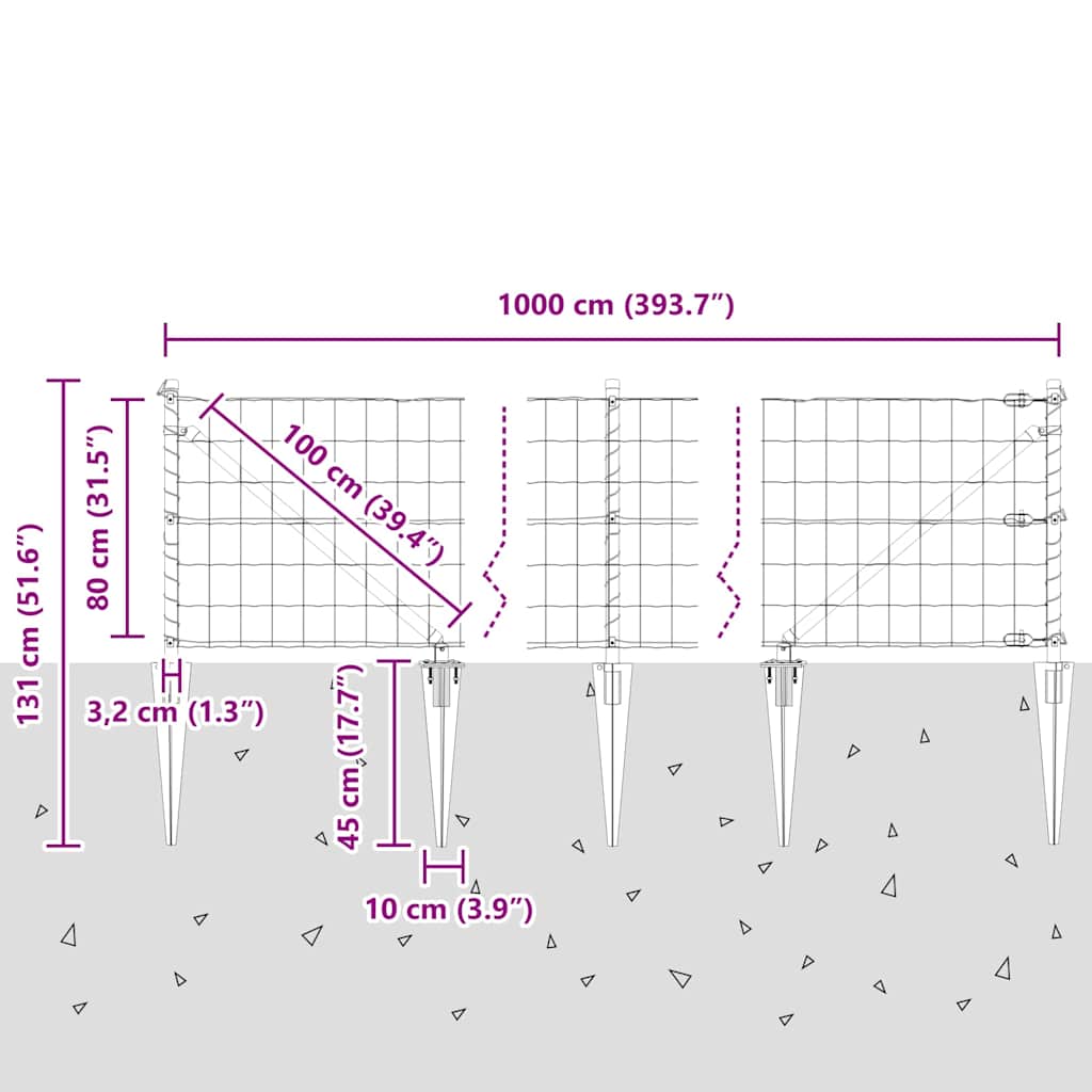 Ograda s postovima Siva 0,8 x 10 m Čelik i PVC