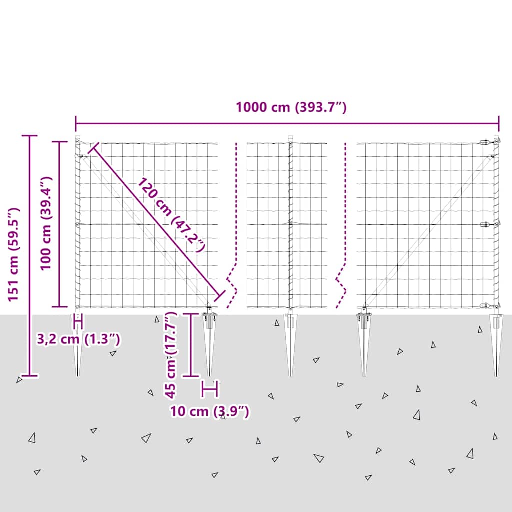 Ograda s postovima Siva 1 x 10 m Čelik i PVC