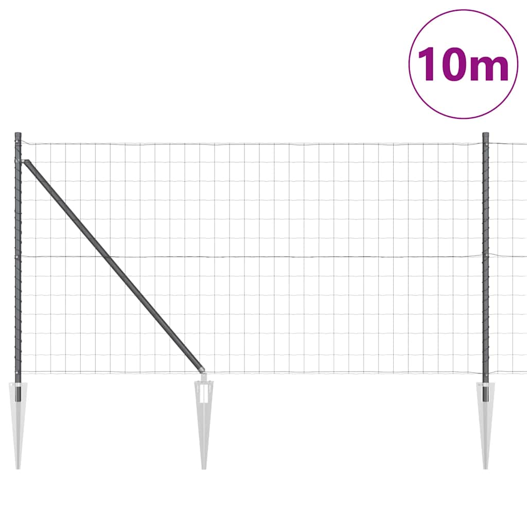 Ograda s postovima Siva 1 x 10 m Čelik i PVC