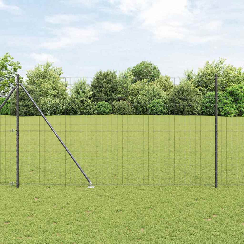 Ograda s postovima Siva 1,5 x 10 m Čelik i PVC