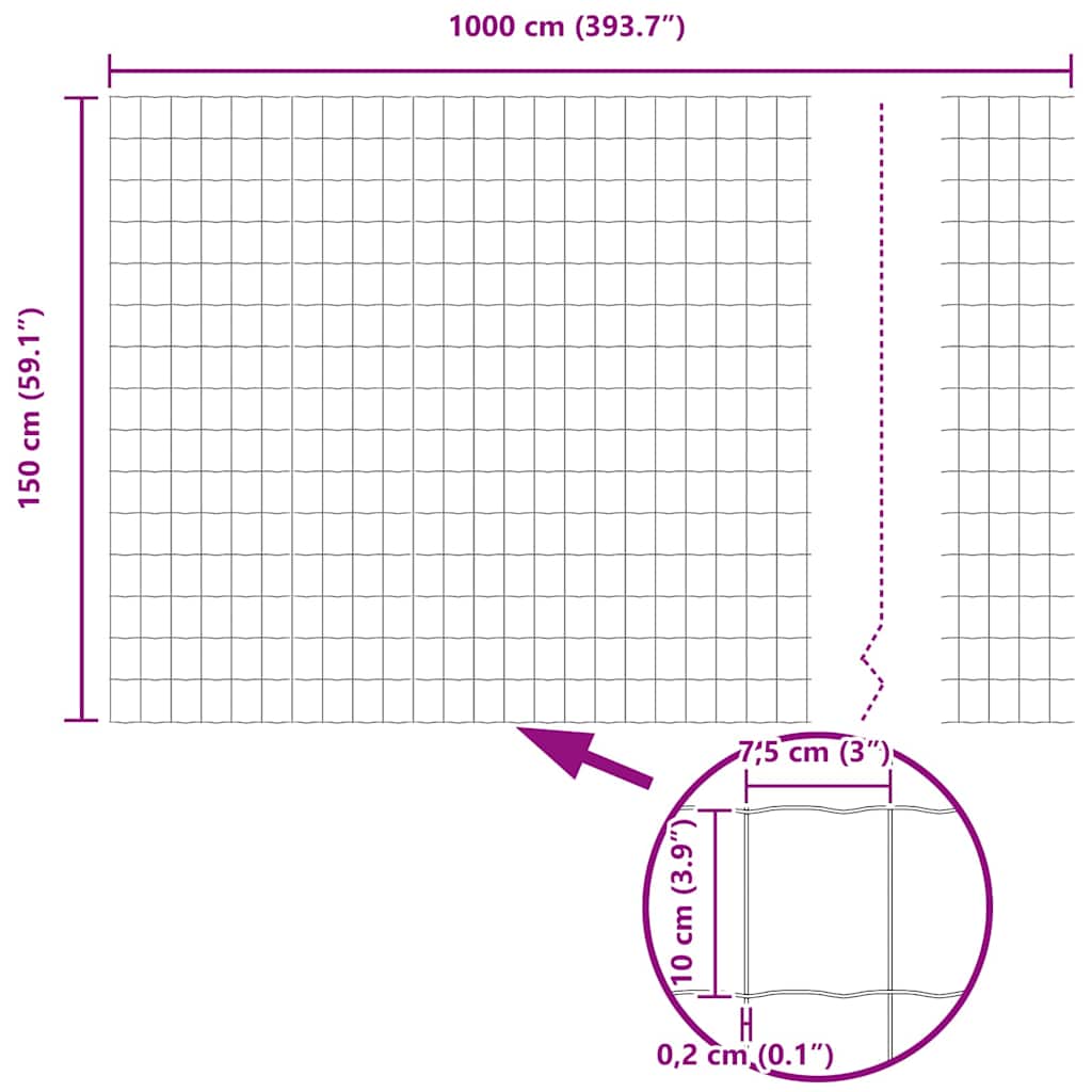 Ograda s postovima Siva 1,5 x 10 m Čelik i PVC