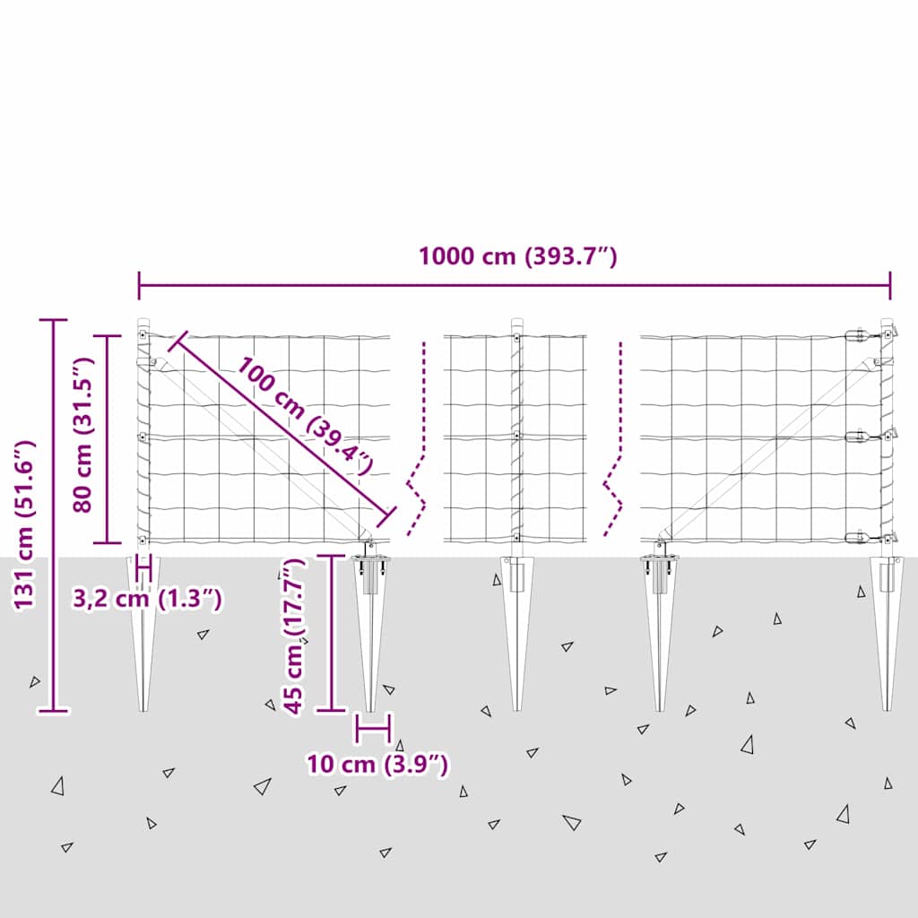 Ograda s postovima Siva 0,8 x 10 m Čelik