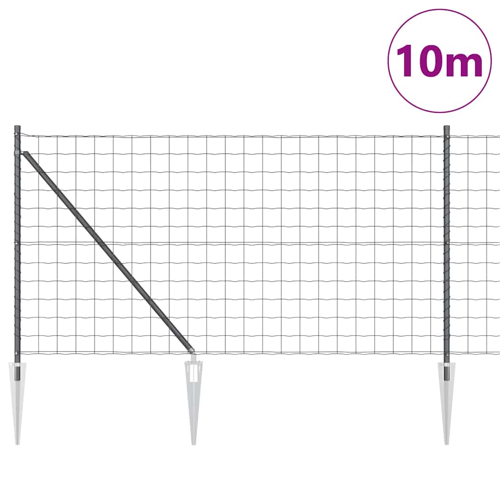Ograda s postovima Siva 1 x 10 m Čelik