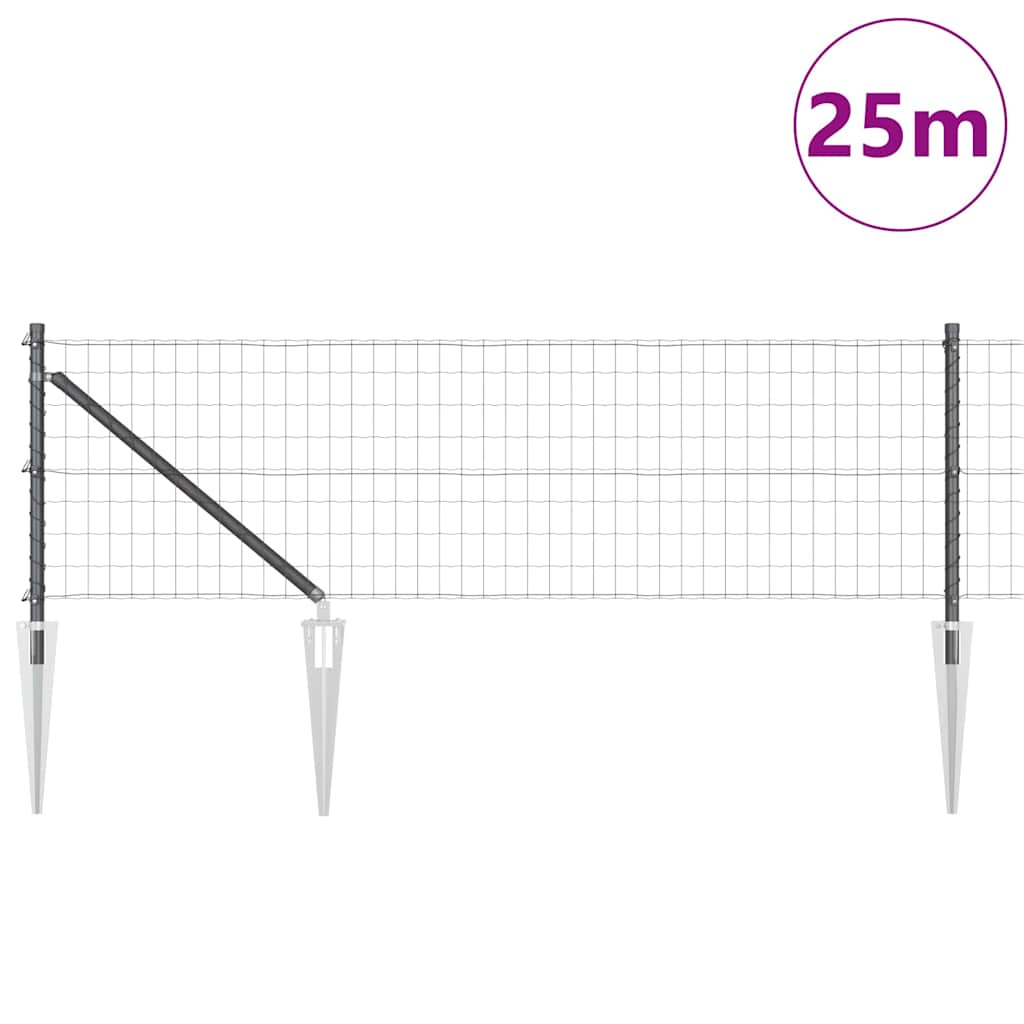 Euro ograda s špicama 25 x 0,6 m Čelik premazan PVC-om Siva