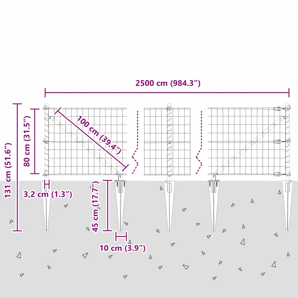 Euro ograda s špicama 25 x 0,8 m Čelik premazan PVC-om Siva