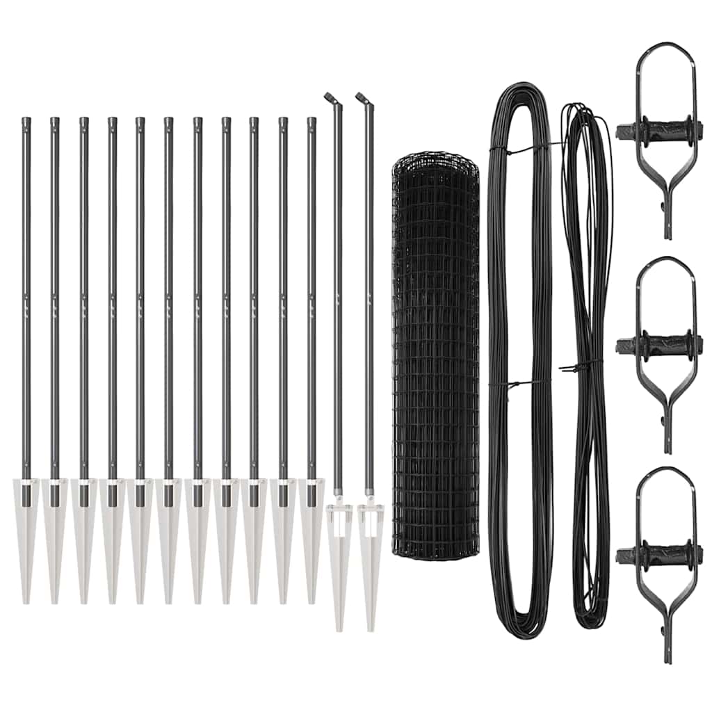Ograda s postovima Siva 1,2 x 25 m Čelik i PVC