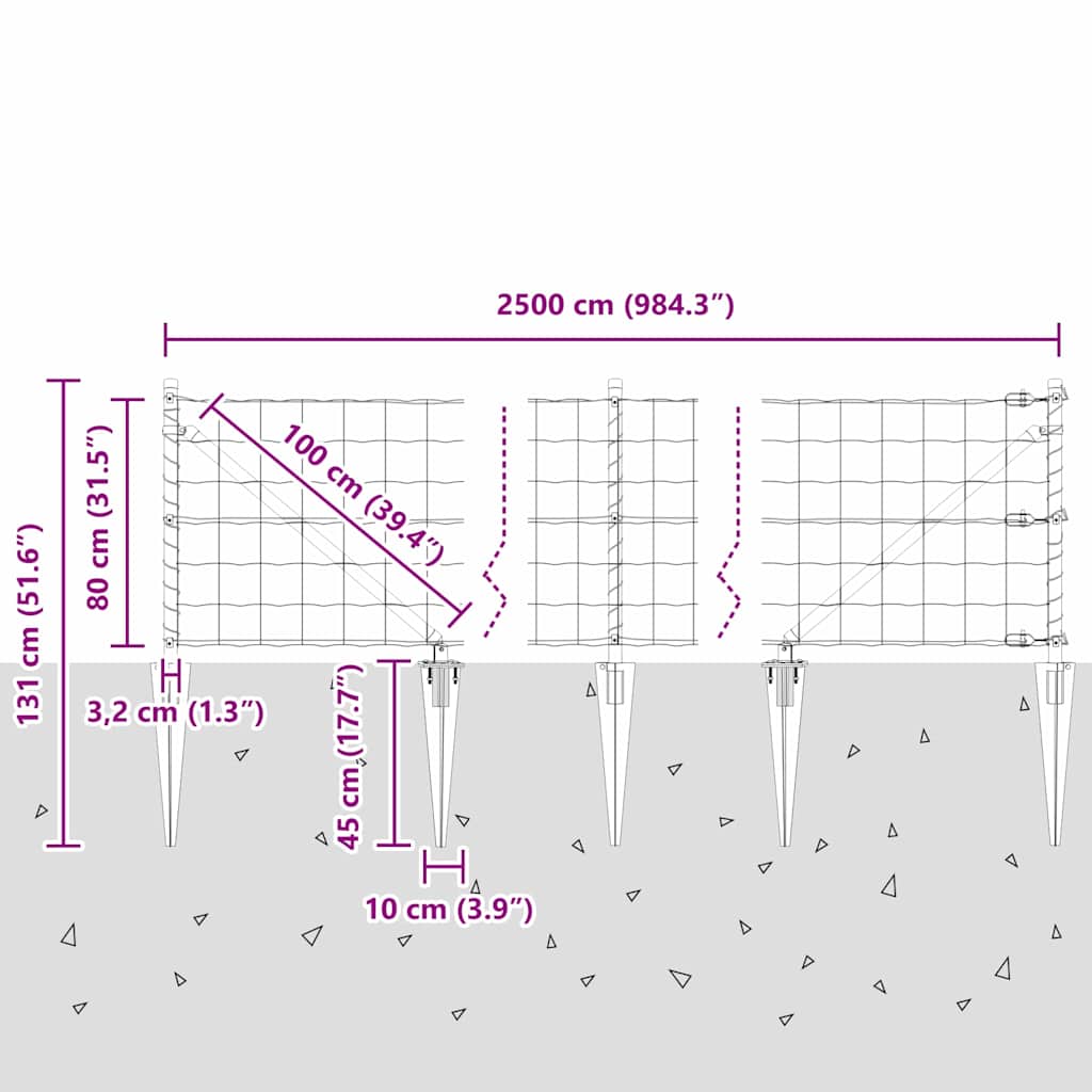 Ograda s postovima Siva 0,8 x 25 m Čelik