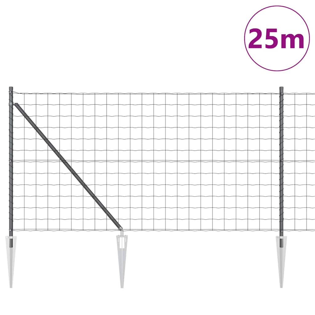 Ograda s postovima Siva 1 x 25 m Čelik