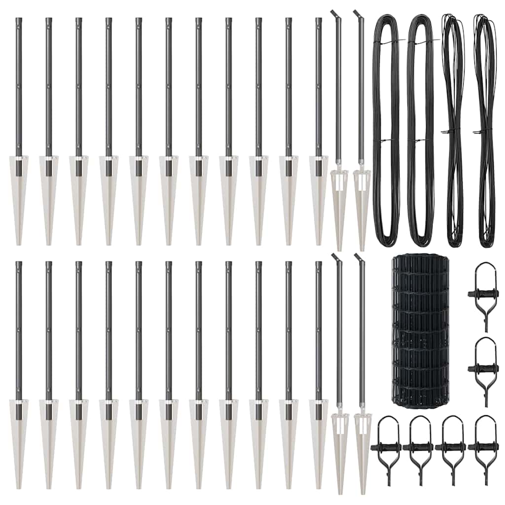 Ograda s postovima Siva 0,4 x 50 m Čelik i PVC