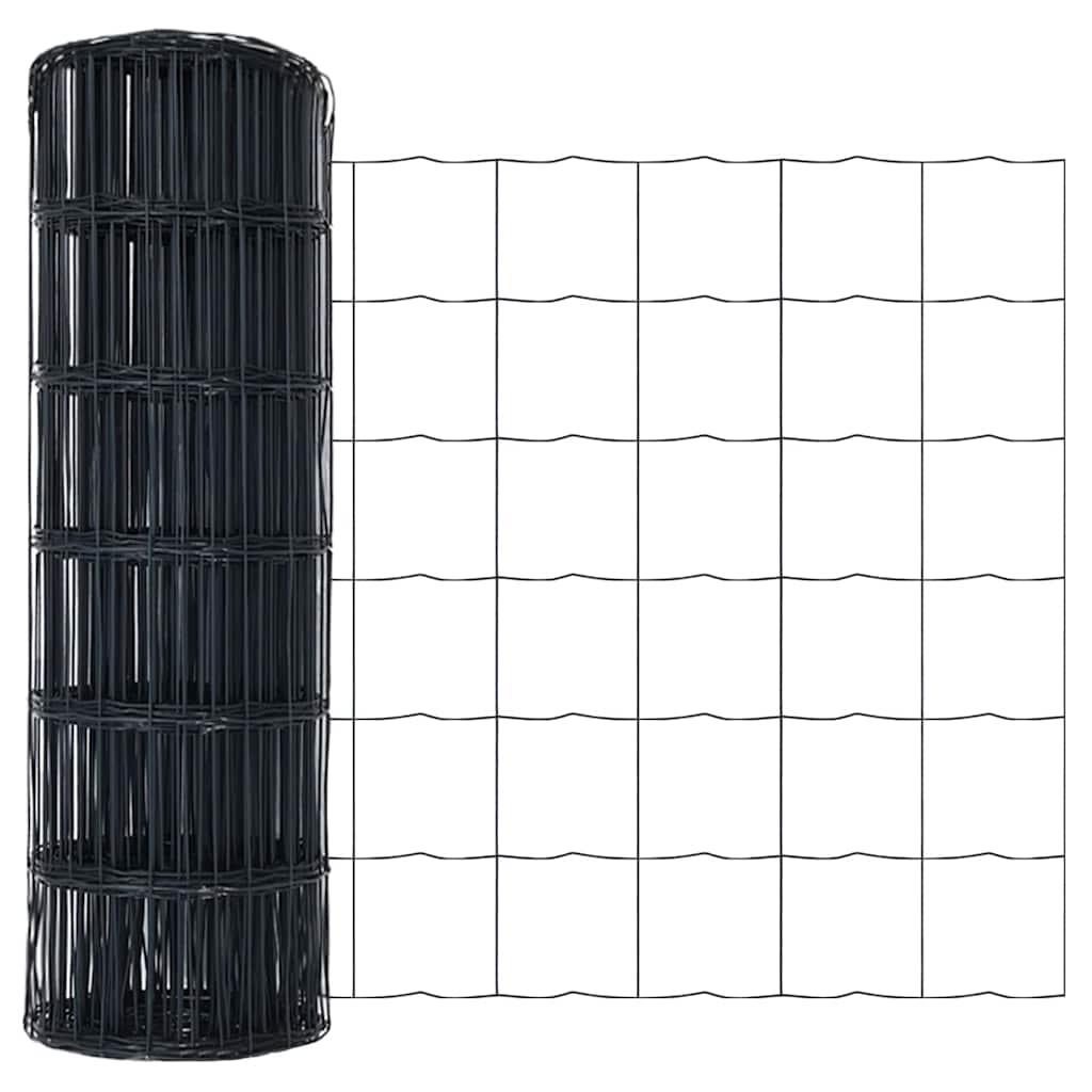 Ograda s postovima Siva 0,4 x 50 m Čelik i PVC