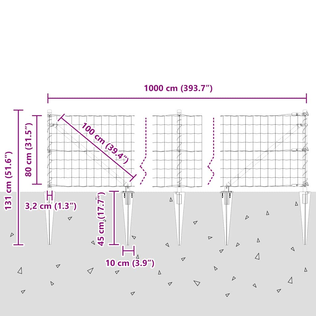 Ograda s postovima Siva 0,8 x 10 m Čelik