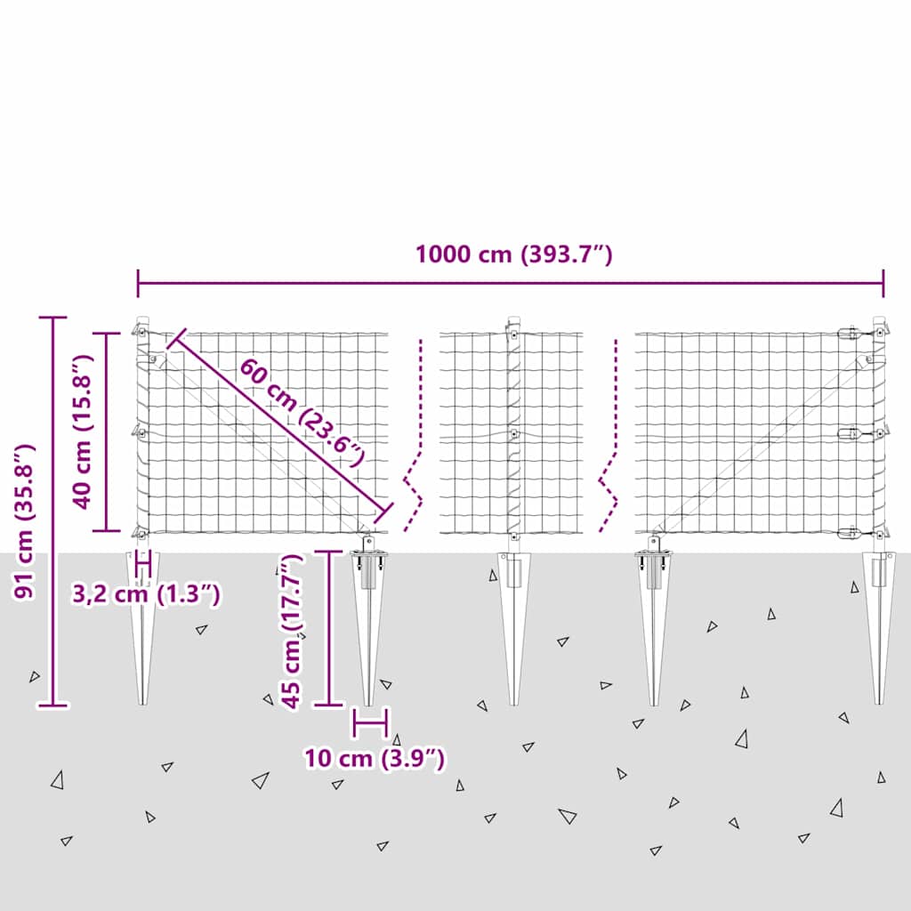 Ograda s postovima Srebrno 0,4 x 10 m Čelik