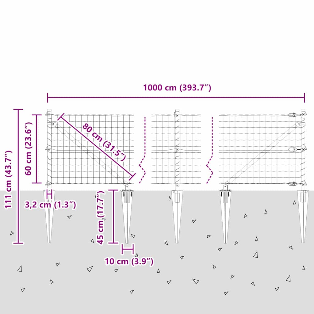 Ograda s postovima Srebrno 0,6 x 10 m Čelik