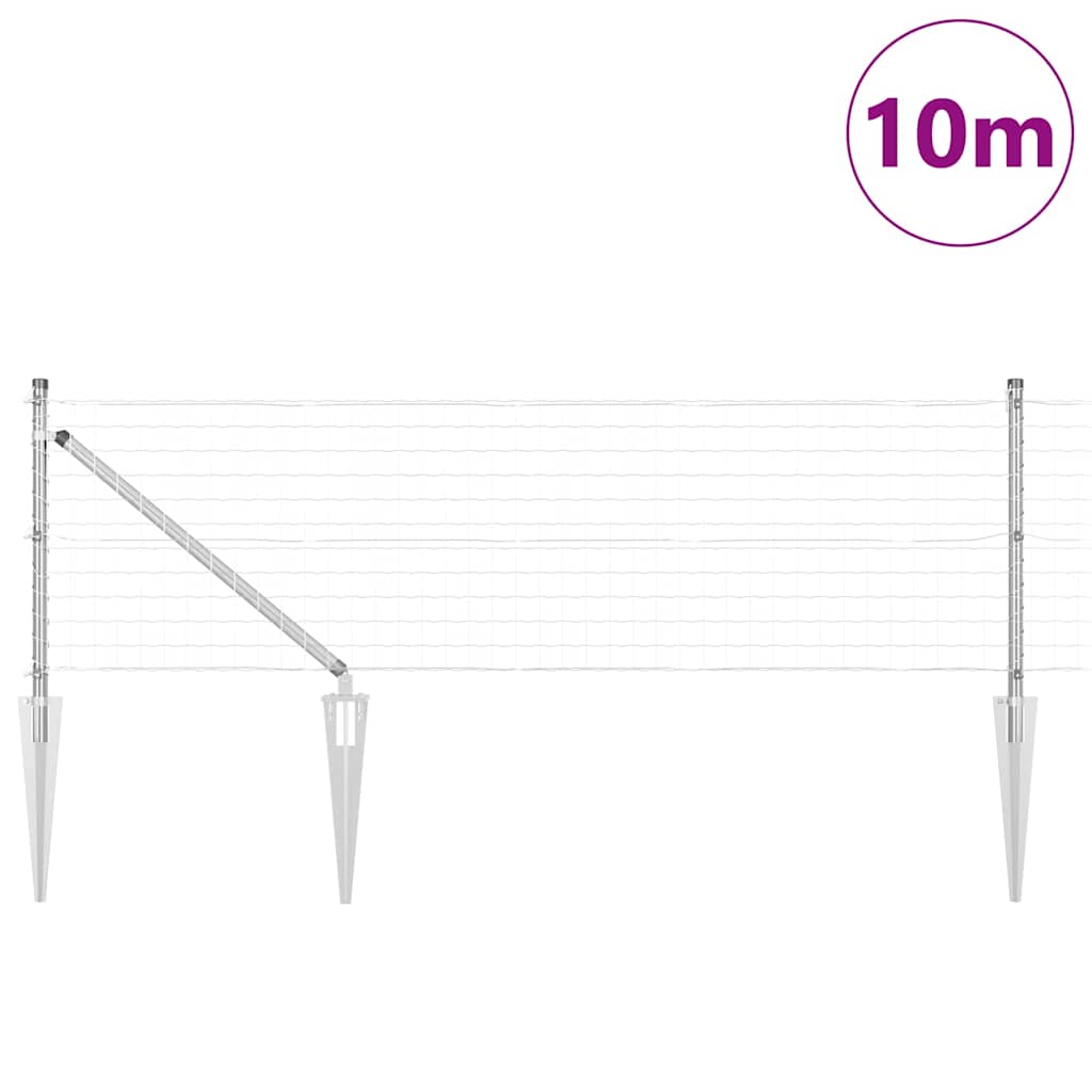 Ograda s postovima Srebrno 0,6 x 10 m Čelik