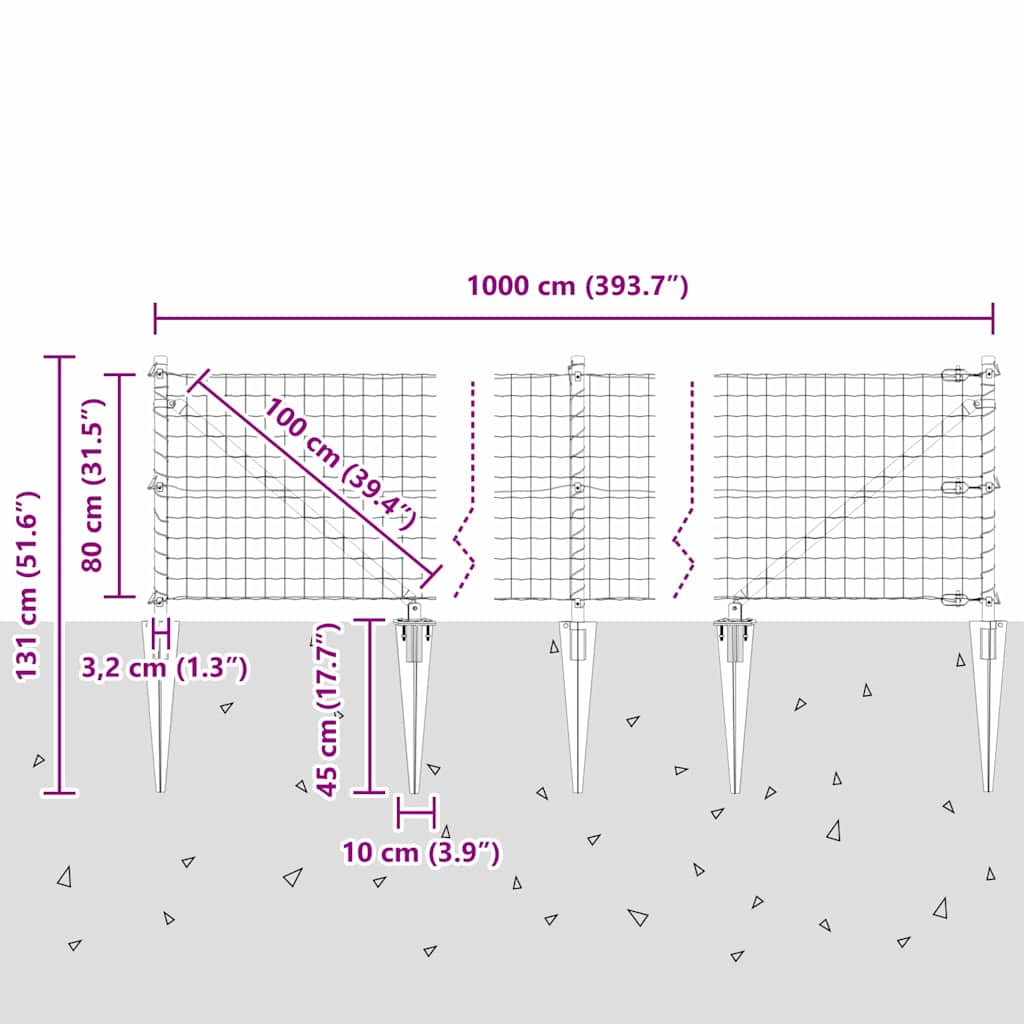 Ograda s postovima Srebrno 0,8 x 10 m Čelik