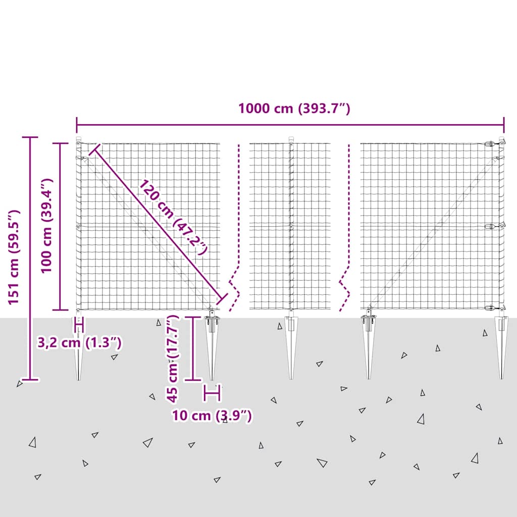 Ograda s postovima Srebrno 1 x 10 m Čelik