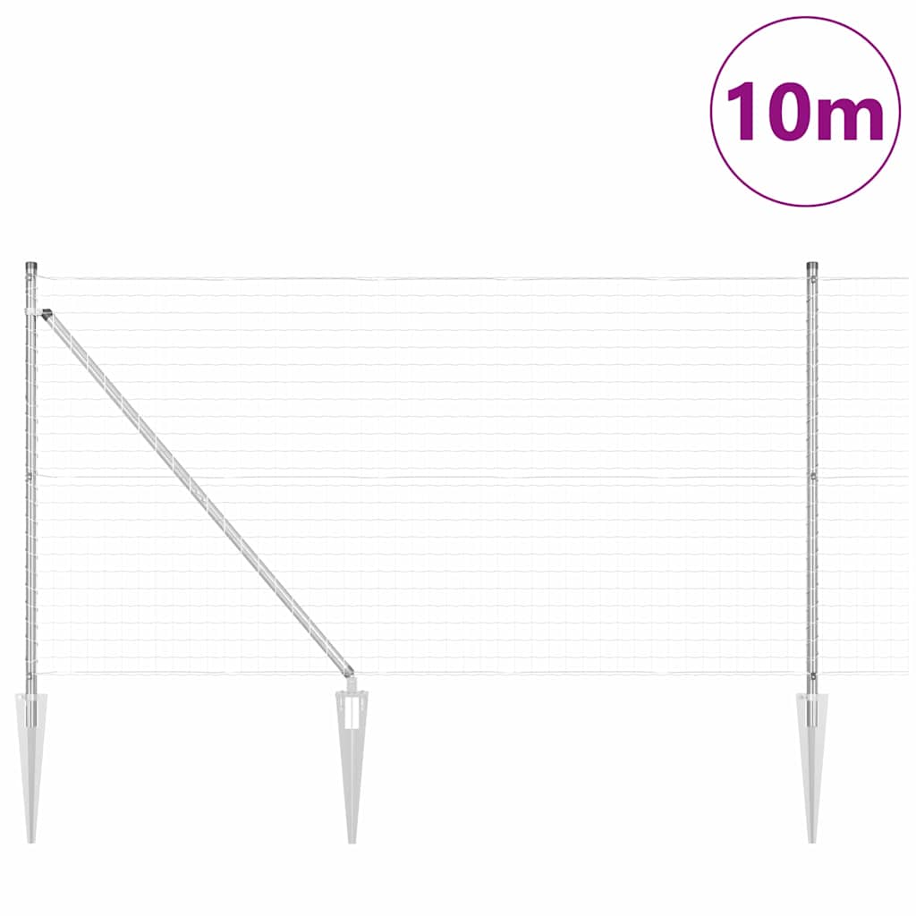 Ograda s postovima Srebrno 1 x 10 m Čelik