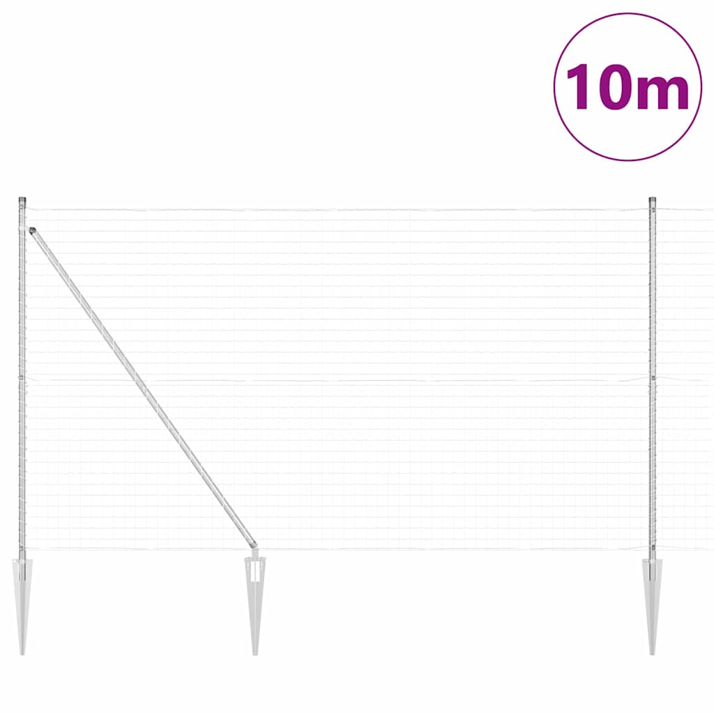 Ograda s postovima Srebrno 1,6 x 10 m Čelik