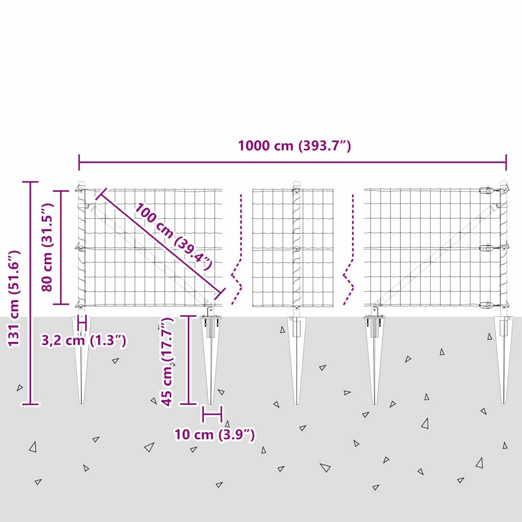 Ograda s postovima Srebrno 0,8 x 10 m Čelik
