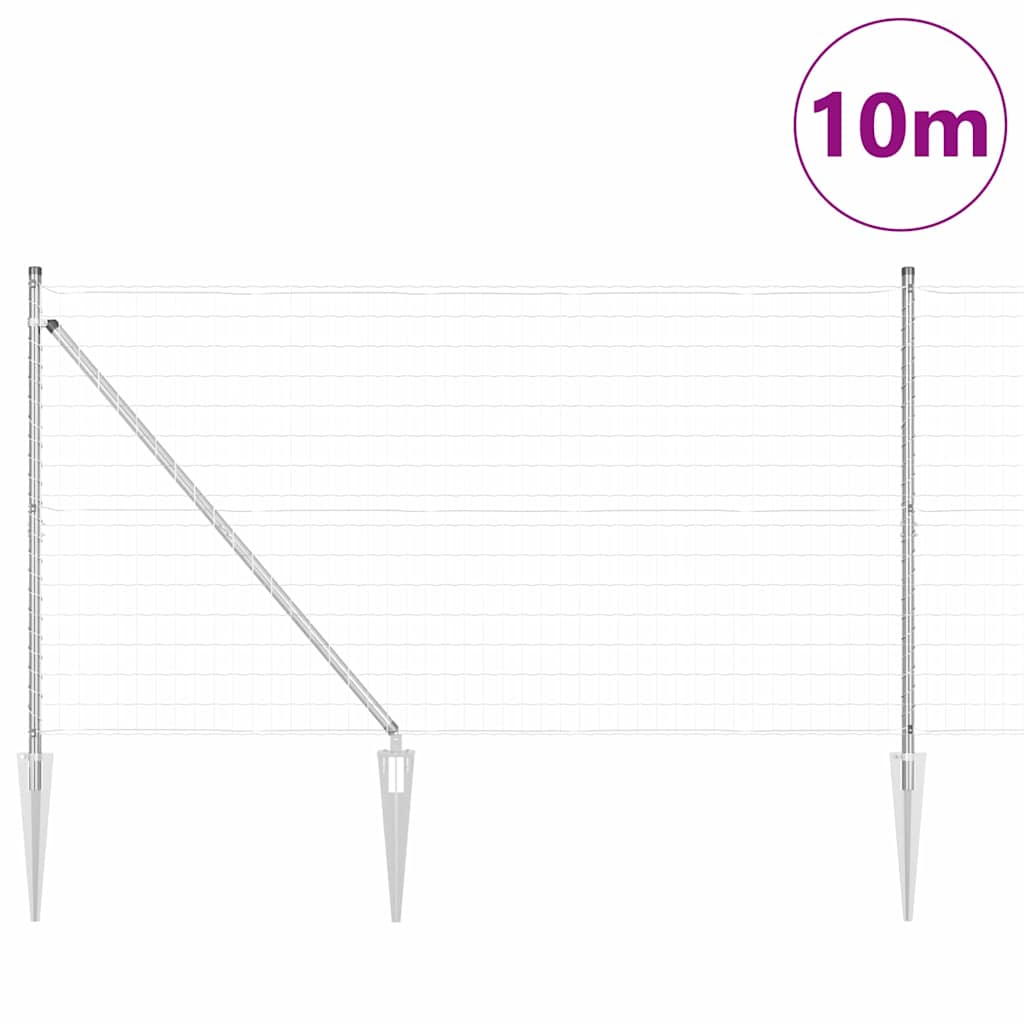 Ograda s postovima Srebrno 1,4 x 10 m Čelik