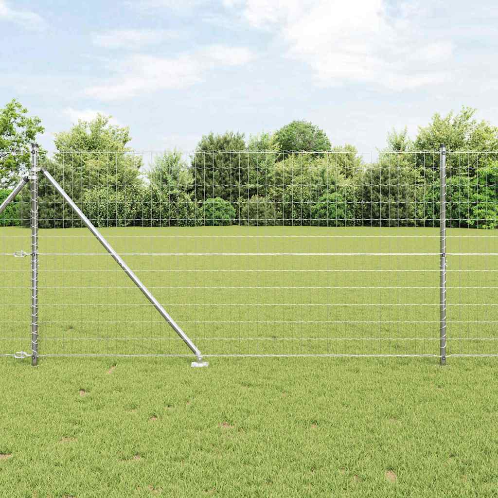 Ograda s postovima Srebrno 1,2 x 10 m Čelik
