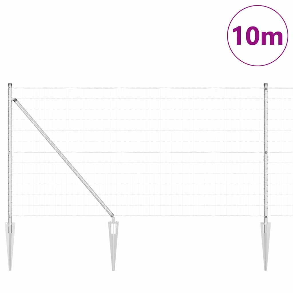 Ograda s postovima Srebrno 1,2 x 10 m Čelik