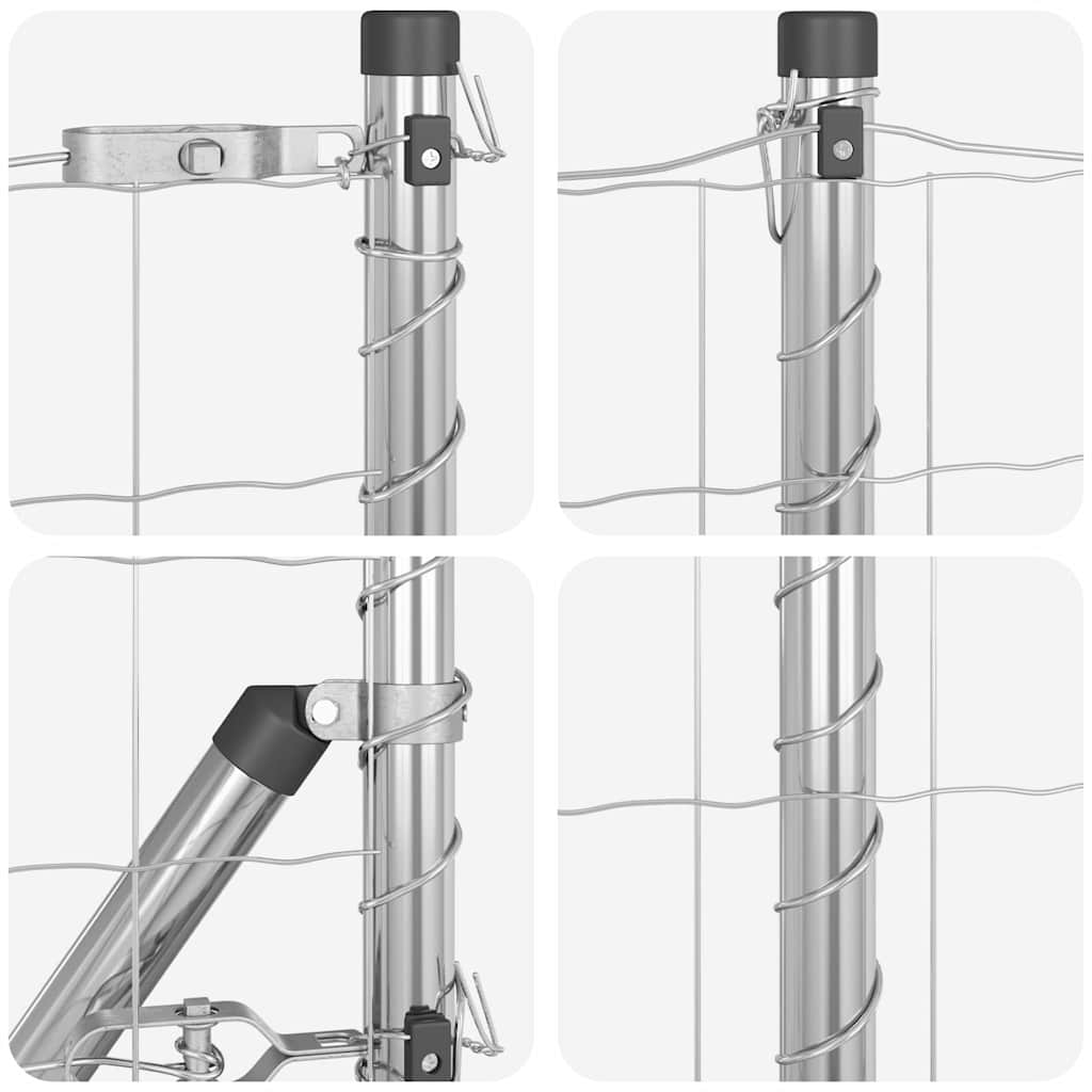 Ograda s postovima Srebrno 1 x 10 m Čelik