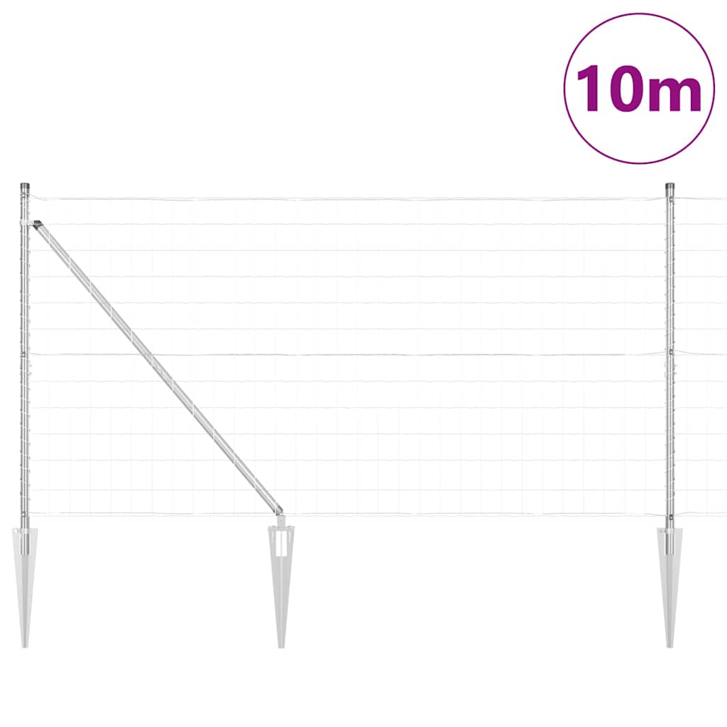 Ograda s postovima Srebrno 1,4 x 10 m Čelik