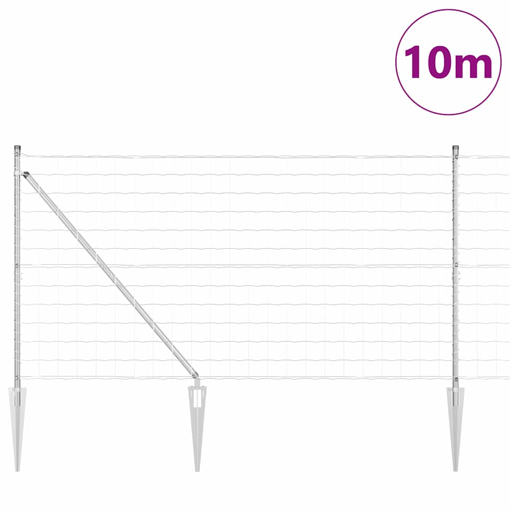 Ograda s postovima Srebrno 1,2 x 10 m Čelik