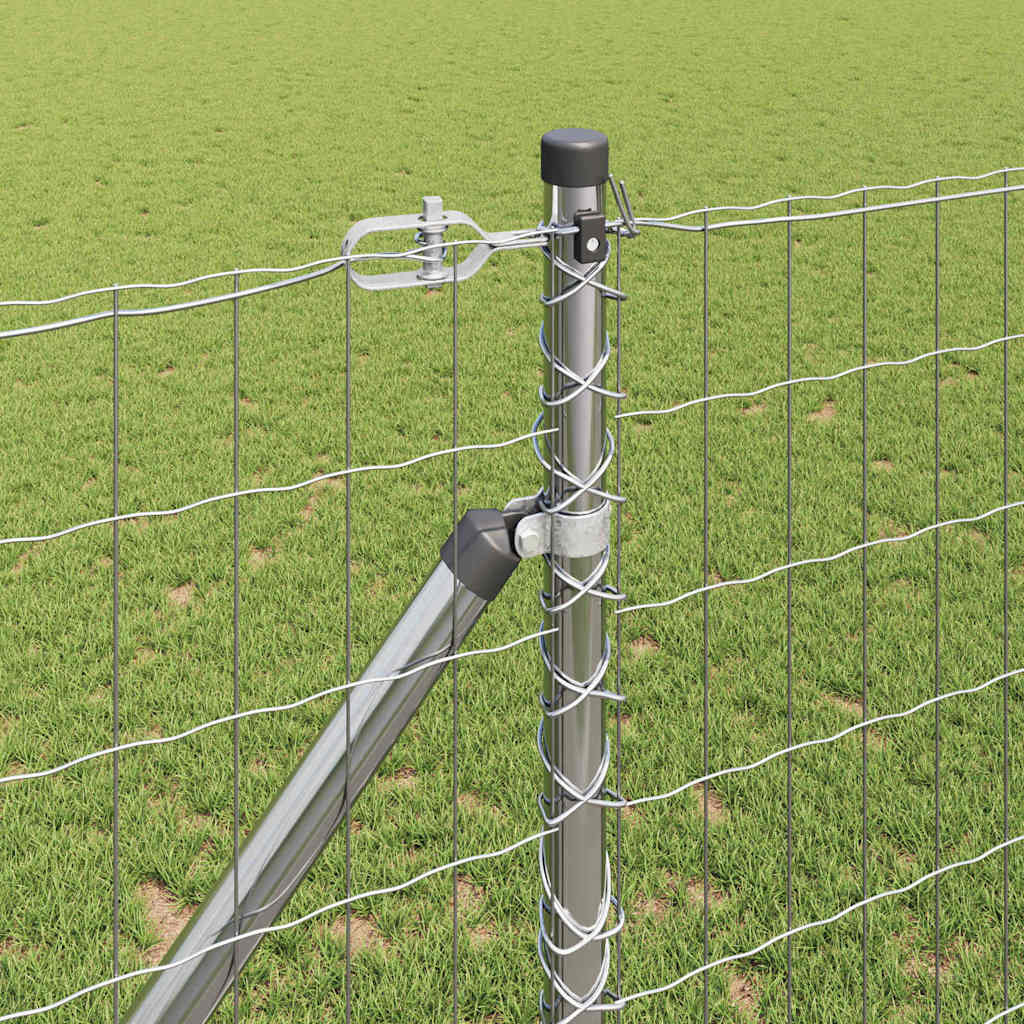 Ograda s postovima Srebrno 1,2 x 25 m Čelik