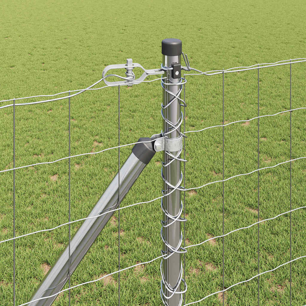 Ograda s postovima Srebrno 1,2 x 25 m Čelik
