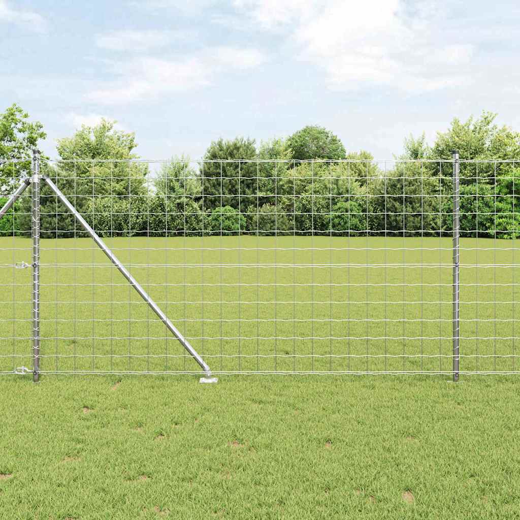 Ograda s postovima Srebrno 1 x 25 m Čelik