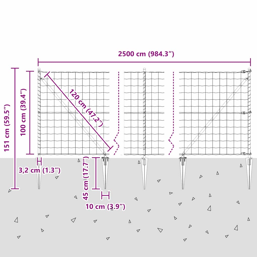 Ograda s postovima Srebrno 1 x 25 m Čelik