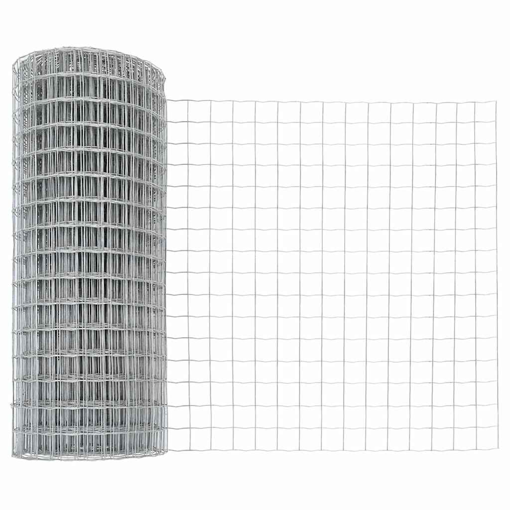 Ograda s postovima Srebrno 0,4 x 50 m Čelik
