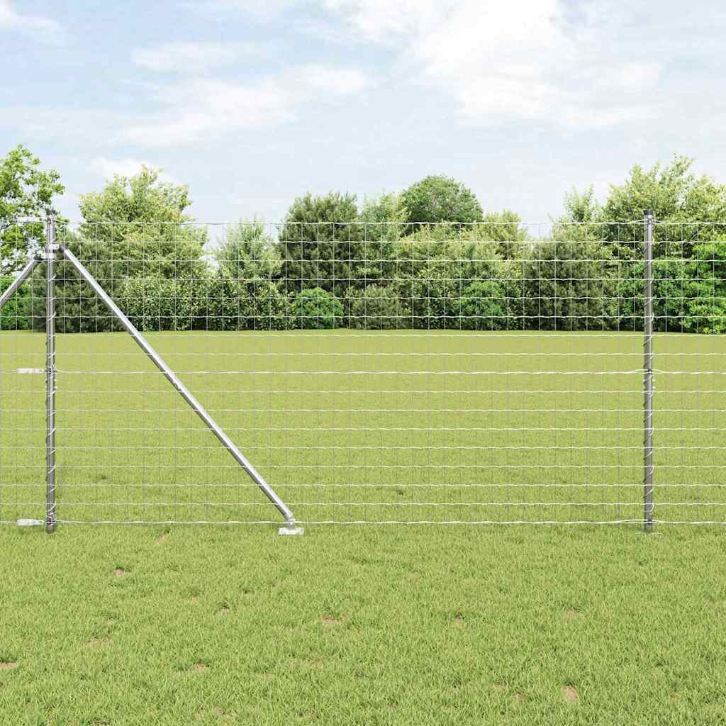 Ograda s postovima Srebrno 1,2 x 10 m Čelik