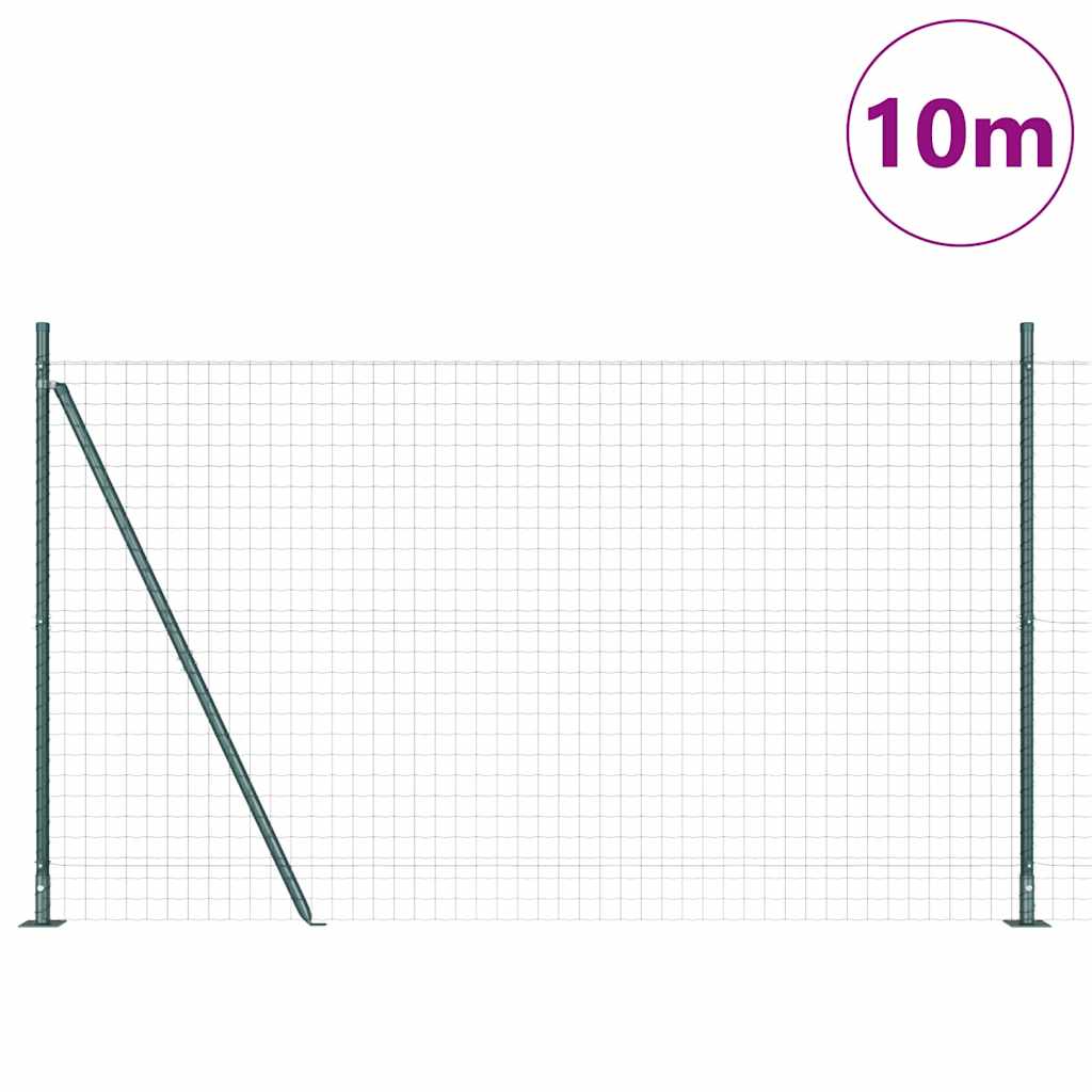 Ograda s stupovima Zelena 1.5 x 10 m Čelik