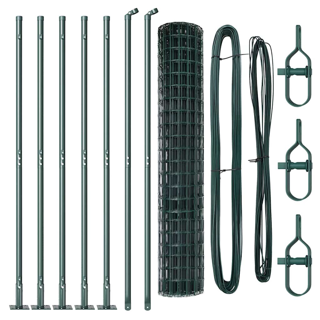 Ograda s postovima Zelena 1,4 x 10 m Čelik i PVC
