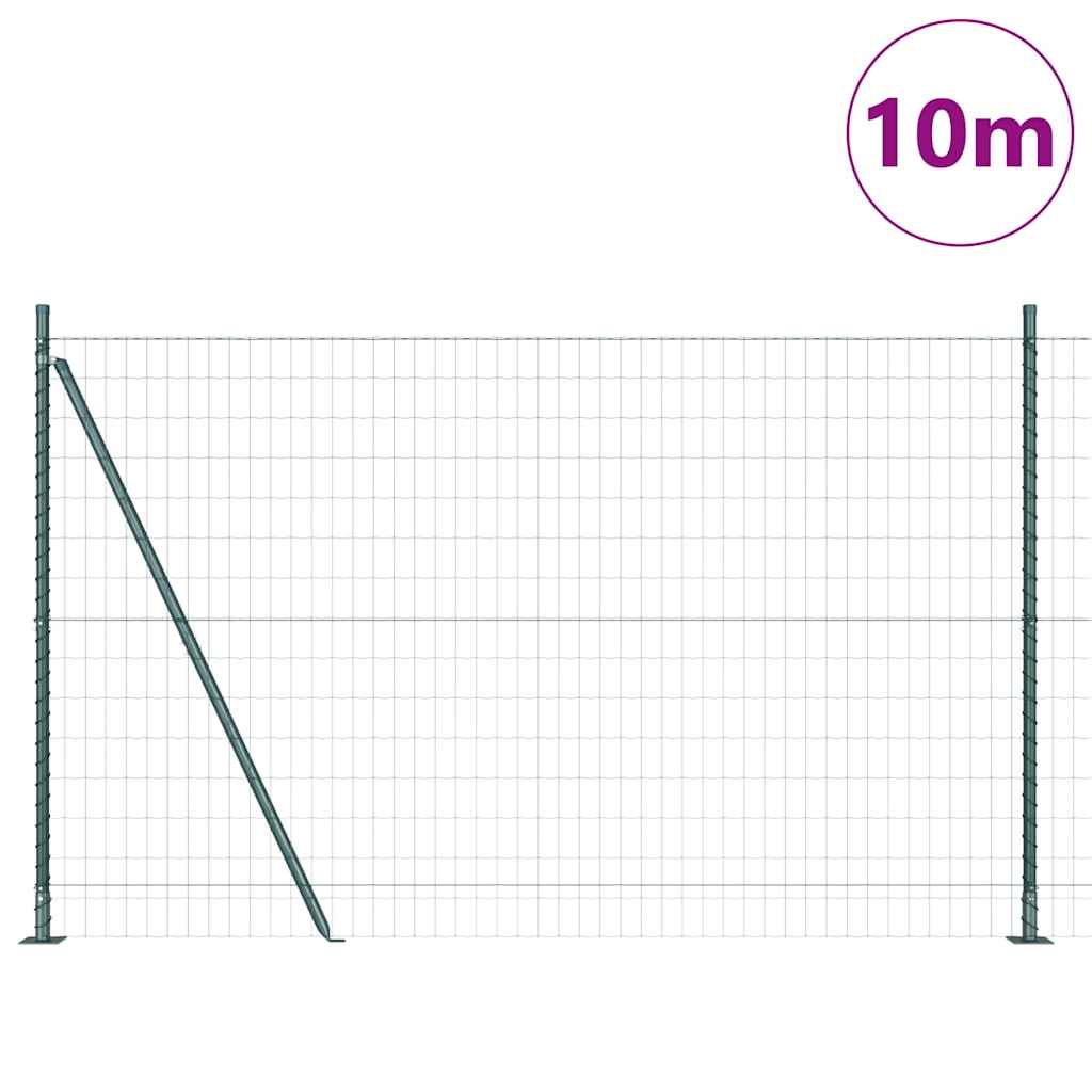 Ograda s postovima Zelena 1,6 x 10 m Čelik i PVC