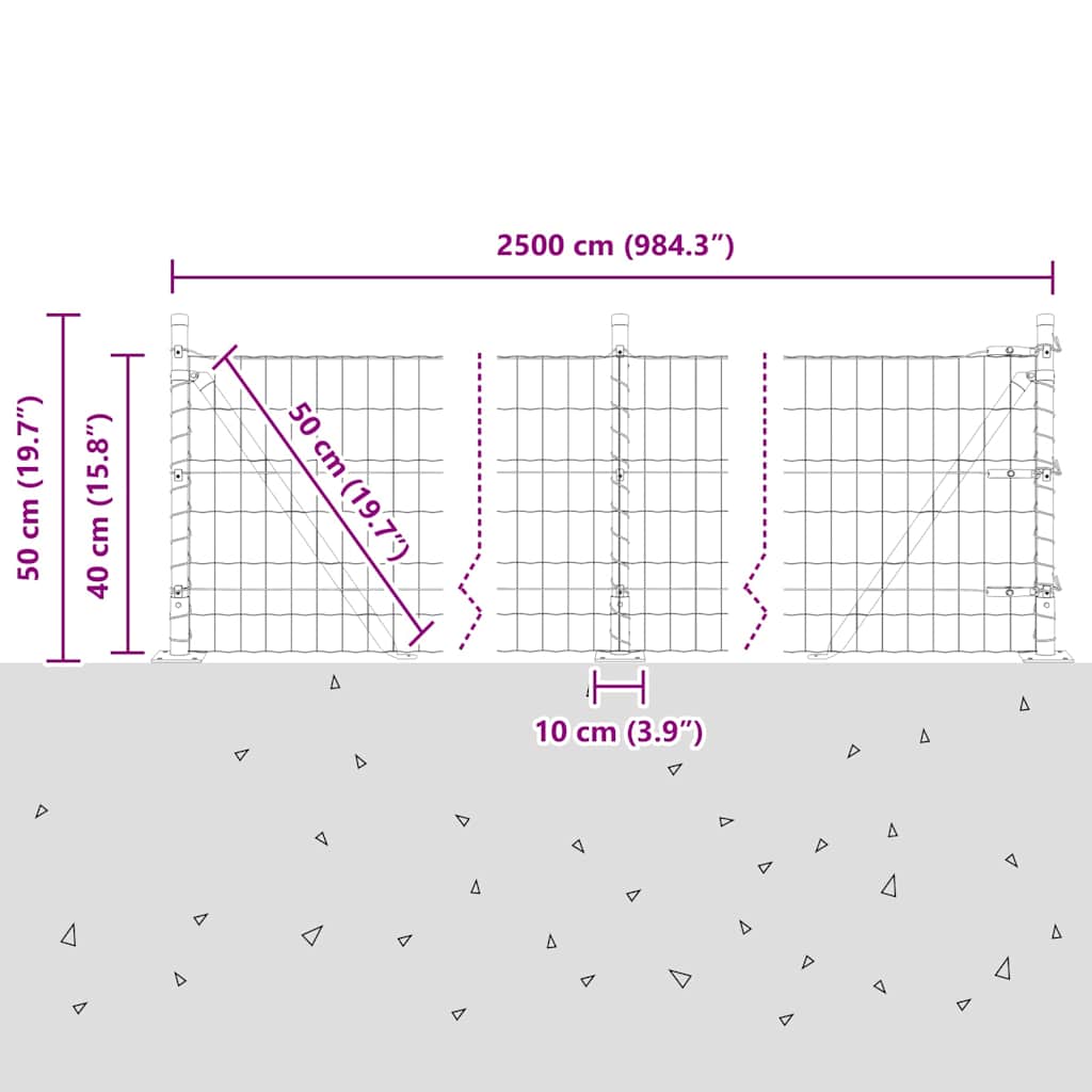 Ograda s postovima Zelena 0,4 x 25 m Čelik i PVC