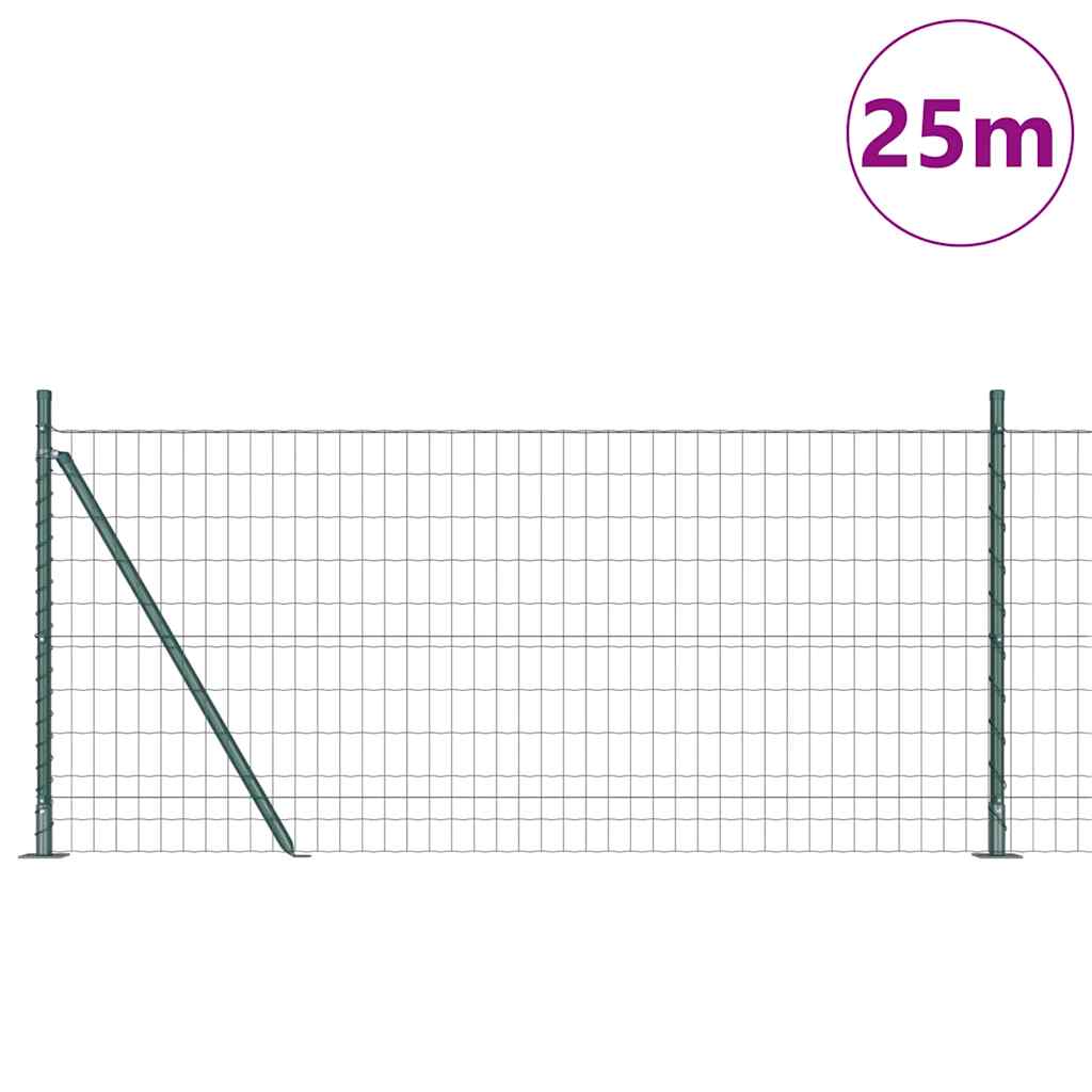 Ograda s postovima Zelena 0,8 x 25 m Čelik i PVC